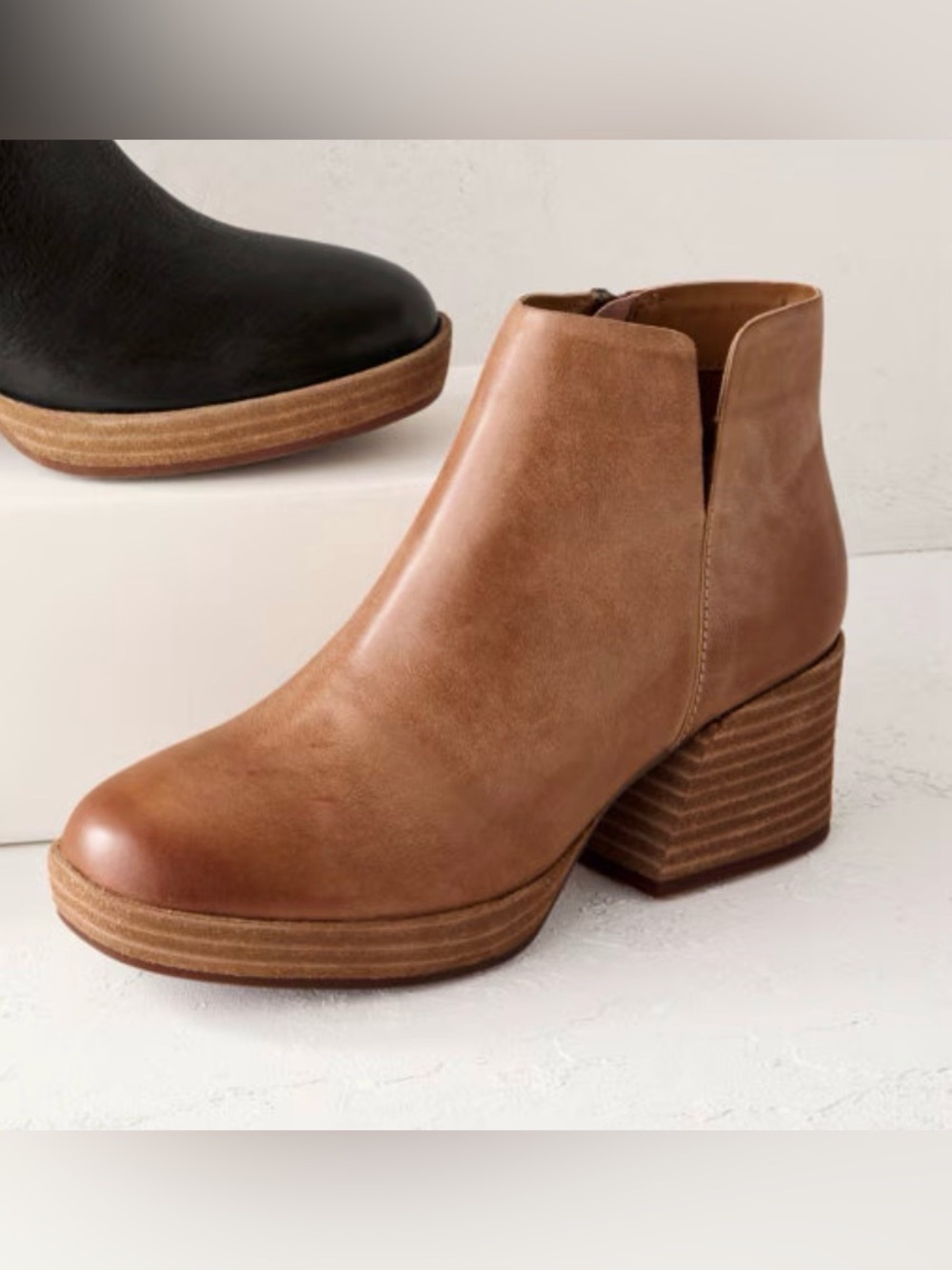 KORK-Ease Rubi Women's Tan Leather Block Heel Ankle Boots NEW 9.5 9 1/2